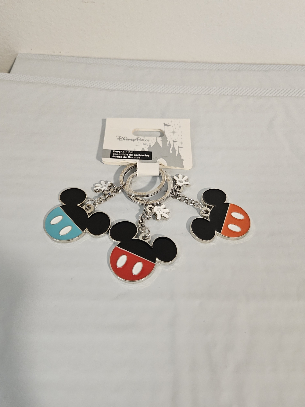 Disney Mickey Trio Keychain - Black, Red, Teal & Orange